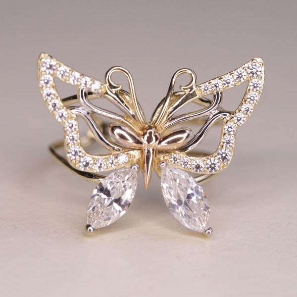 14k Gold Cubic Zirconia Butterfly Ring