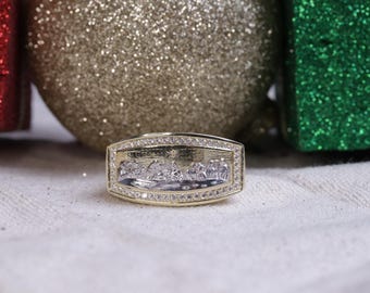 10k Yellow Gold Big Size Last Supper Jesus Band Ring for Men / Pray for us Ring / Heavue / Jesus Ring / Religion Ring