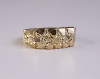 10k Yellow Gold Classic Big Nugget Ring For Men / 10K Gold Classic Nugget Ring / 10k Gold Band Ring / Men&#39;s Ring / Gift for Men Boy / Heavue