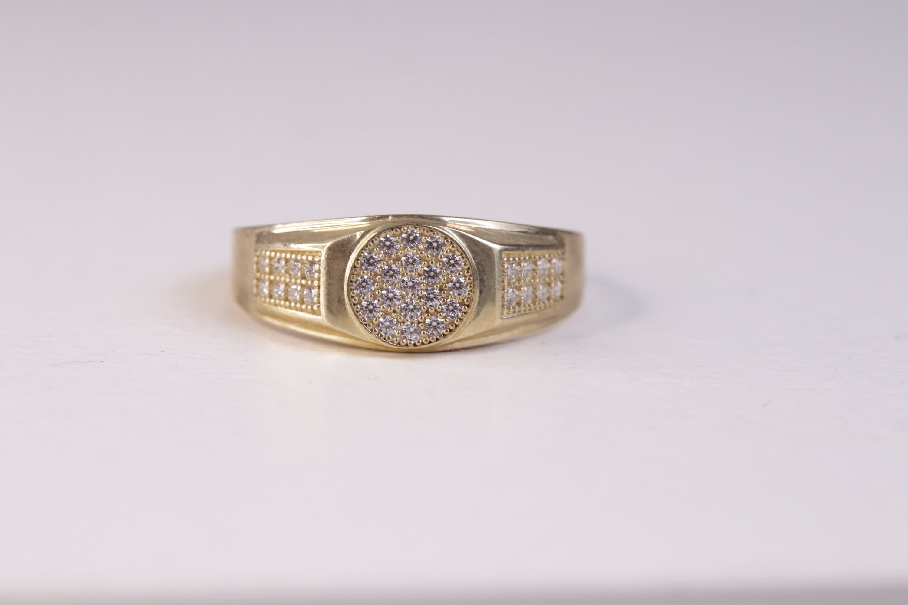 10k Yellow Gold Circle Simple CZ Men Ring / 10K Gold Classic Ring / 10k Gold Band Ring / Men's Ring / Gift for Men Boy / Heavue