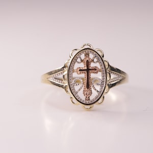 14k Yellow Gold The Cross CZ Ring / 14k Dainty Religious Ring / Religious Ring / Rose Gold Cross Ring