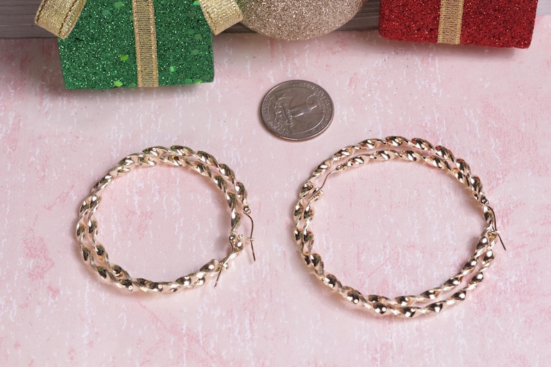10k Gold 2 Different Size Twist Hoop Earrings / 10k Gold Earrings Women / Heavue / Gift / Gift For Her / Valentine Gift bild 2