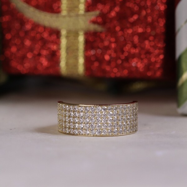 14K Gold CZ Elegant Wedding Bands / Womens Wedding Ring / Heavue / Statement Ring  / Gift
