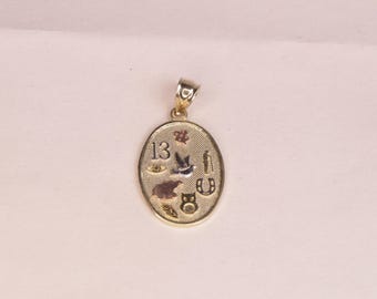 10k Yellow Gold Lucky Egypt Cartouche Pendant / Gift For Her / Jewelry Gift / Animal Pendant / Good Luck Charm / Heavue / Lucky Charm