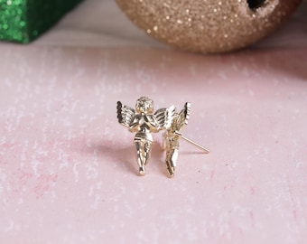 10k Gold Angel Earrings / 10k Gold Religion Earrings / Angel Earrings / Gift For Men / Heavue / Gift / Cheap Earrings / Gift For Her