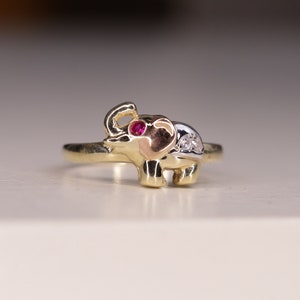 14k Yellow Gold Different Style Lovely Elephant Lucky CZ Ring / Gift / Women Ring / Heavue / Lovely Ring / Good Luck Ring / Animal Ring