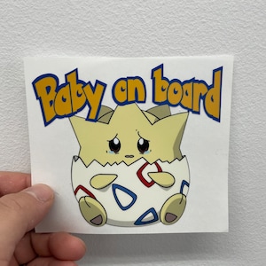 Crying Togepi Baby on Board Peeker Sticker