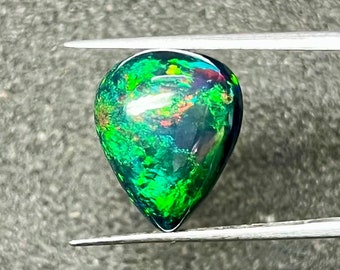 5.30 Carat Ethiopian Black Opal Cabochon, Pear Cut 15X12X6 MM