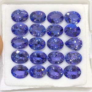 Lote de pedras preciosas naturais de tanzanita facetadas: corte oval solto