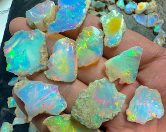 FRESH Natural Ethiopian Opal Flat Rough Lot - AAAA Quality Gemstone, 100 Carat