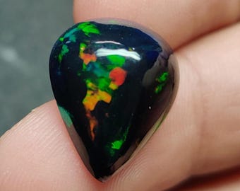 Ethiopian Black Opal Cabochon, Pear Cut 7.95 Carat