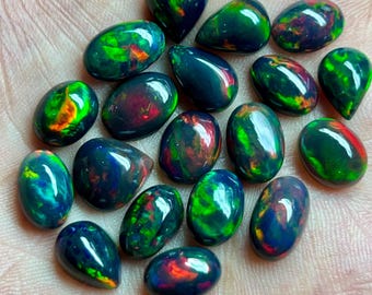 Natural Ethiopian Black Opal Cabochon Lot: Jewelry Making Supplies
