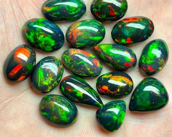 Natural Ethiopian Black Opal Cabochon Lot, Oval Welo Opal for Jewelry