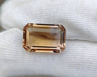 Faceted Ametrine Gemstone: 14.15 Carat Rectangular Cut (17X11X8 MM)