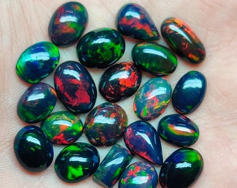 Natural Ethiopian Black Opal Cabochon Lot: Welo Opal for Jewelry Making
