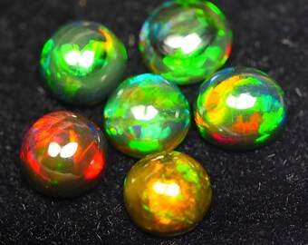 Cuentas redondas de ópalo negro etíope de 6 mm - Fabricación de joyas, 6 piezas