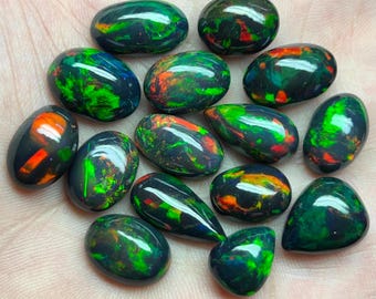 Natural Ethiopian Black Opal Cabochon Lot - Welo Opal for Jewelry