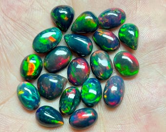 Natural Ethiopian Black Opal Cabochon Lot for Jewelry Making