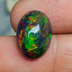 AAA+++ Top Quality 7.30 Carat Natural Black Opal Cabochon 17X12X8 MM Multi Fire Black Opal Cabochon Use For Making Jewelry