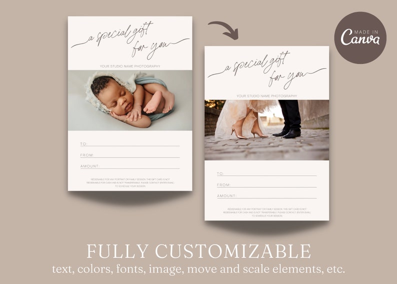 Photography Gift Certificate Template Printable Gift Card Template for