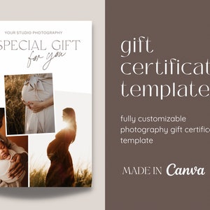 Modello di buono regalo stampabile per buono regalo fotografico per neonati Modello di buono regalo modificabile Design modello Canva per buono regalo fotografico