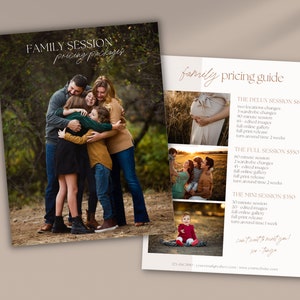 Family Photography Pricing Guide Template Price List Template Customizable Canva Template Photography Investment Guide Pricing Template