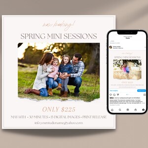 Photography Marketing Template Spring Mini Session Template Instagram Post Template Photography Family Mini Session Price List Template