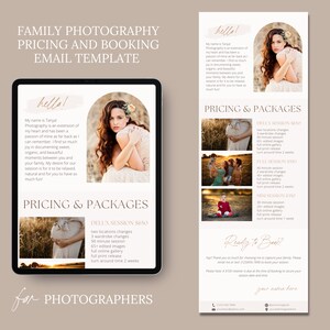 Fotografie-prijssjabloon E-mailmarketingsjabloon voor familiefotografen Aanpasbare fotografie-e-mailsjabloon Prijslijstsjabloon