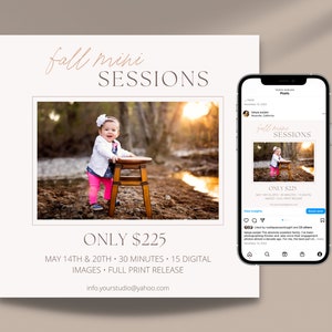 Fall Mini Session Template Photography Mini Session Price List Template for Photographer Spring Mini Session Photography Marketing Template