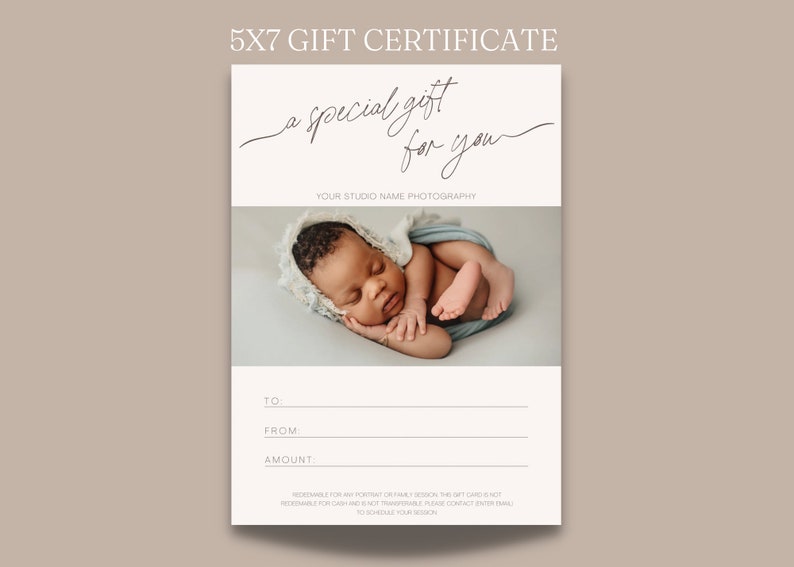 Photography Gift Certificate Template Printable Gift Card Template for