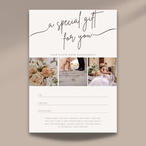 Modello di certificato regalo fotografico Buono regalo modificabile Modello canva per fotografia Buono regalo stampabile per fotografo