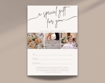 Photography Gift Certificate Template Editable Gift Card Photography Canva Template Gift Card Printable Gift Certificate for Photographer