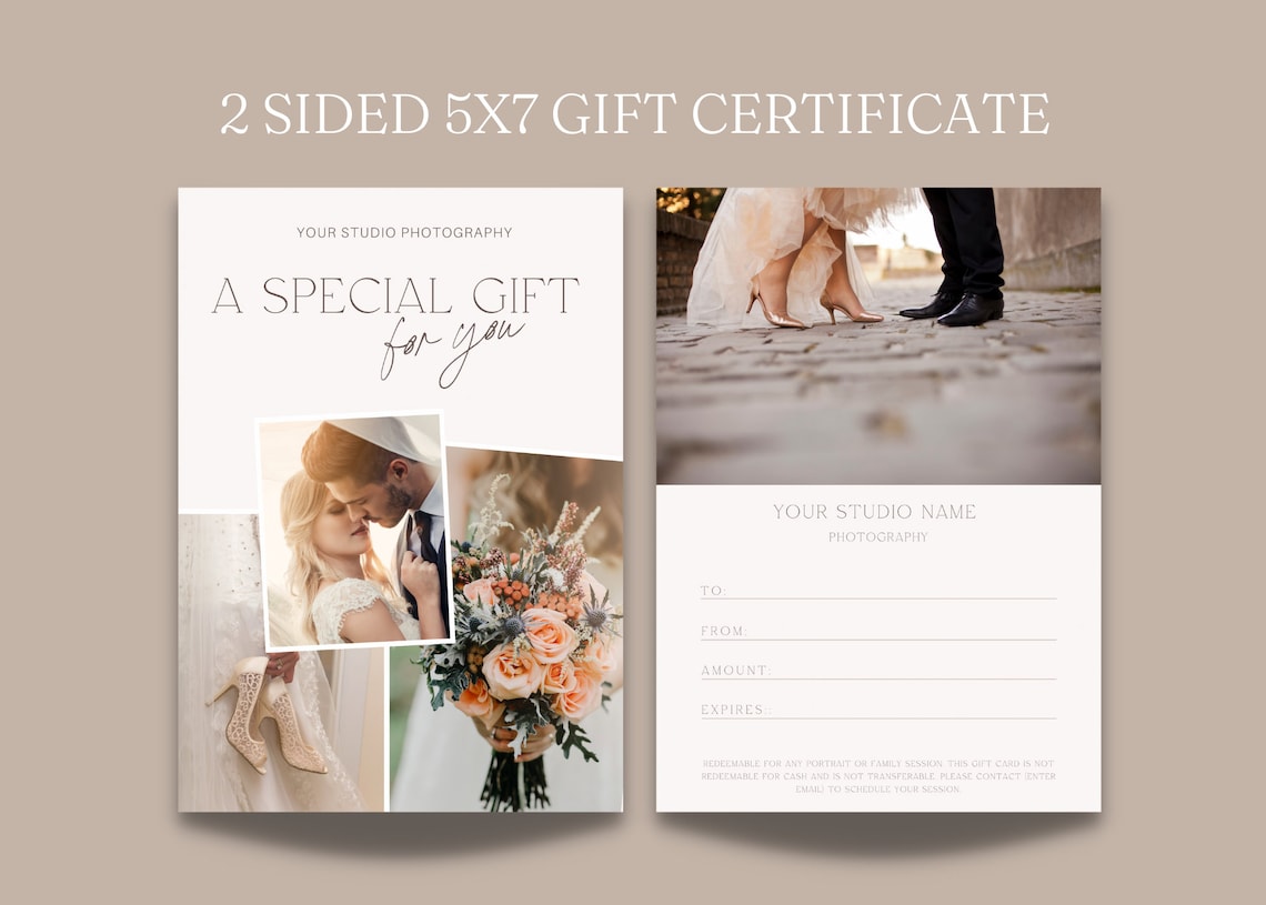 Wedding Photography Gift Certificate Template Editable Gift Etsy
