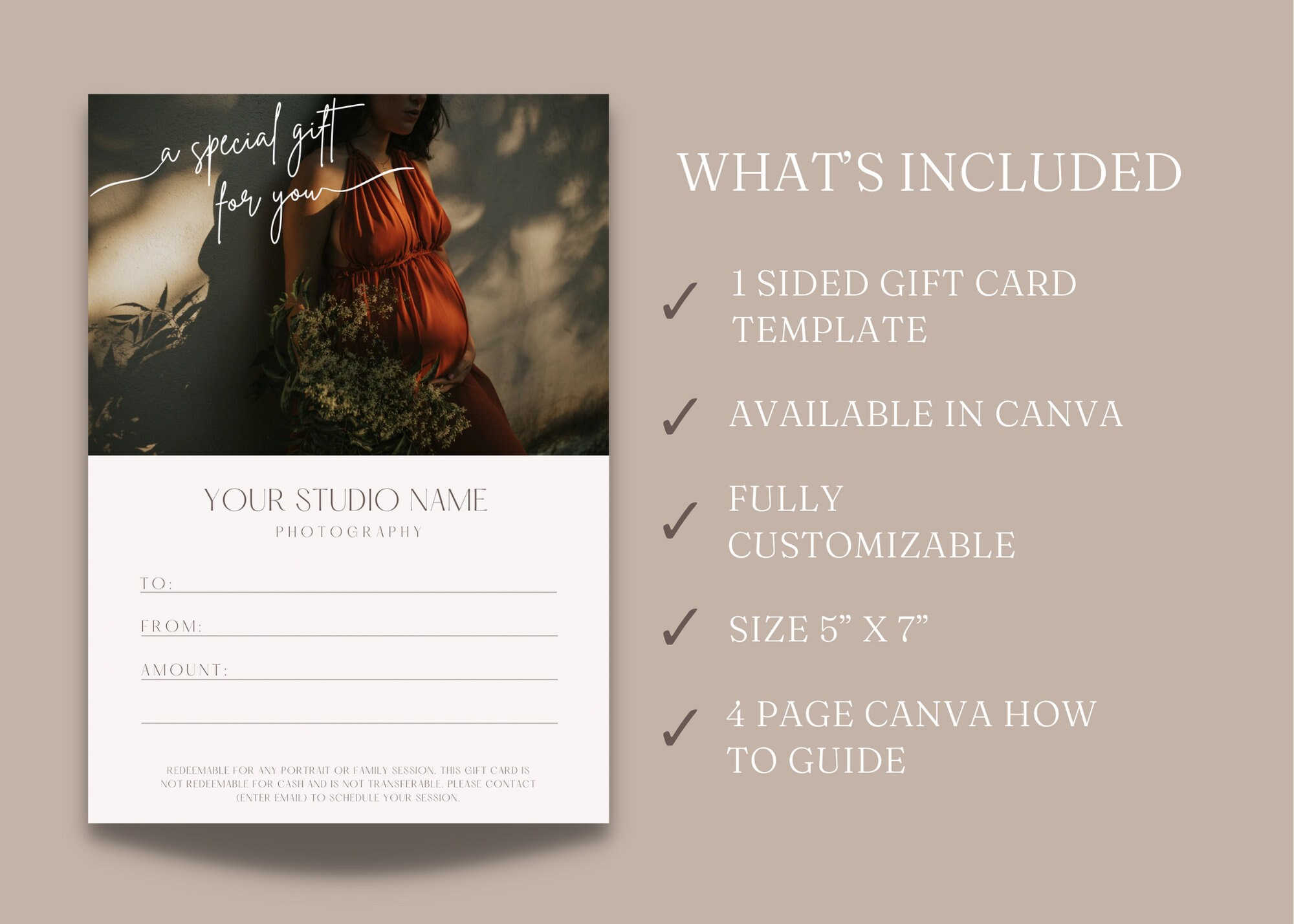 Printable Photography Gift Certificate Template Gift Card for