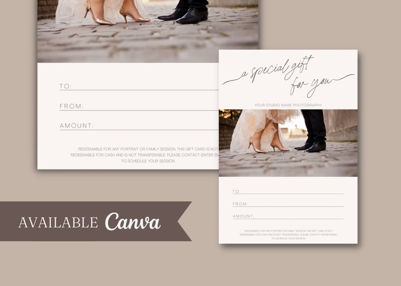 Photography Gift Certificate Template Printable Gift Card Template for