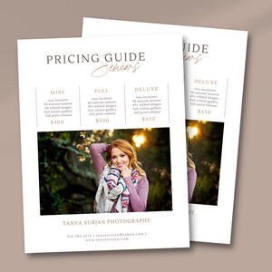 Senior Photography Pricing Template Price List Template Photography ...