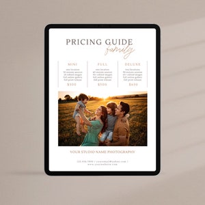 Family Photography Pricing Template Price List Template Photography Pricing Guide Fully Customizable Canva Template Photographer Pricing