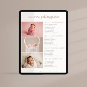 Newborn Photography Pricing Guide Price List Template Photography Investment Guide Photography Information Sheet Photographer Pricing List