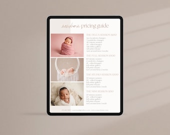 Neugeborenen Fotografie Pricing Guide Preisliste Vorlage Fotografie Investment Guide Fotografie Informationsblatt Fotograf Preisliste