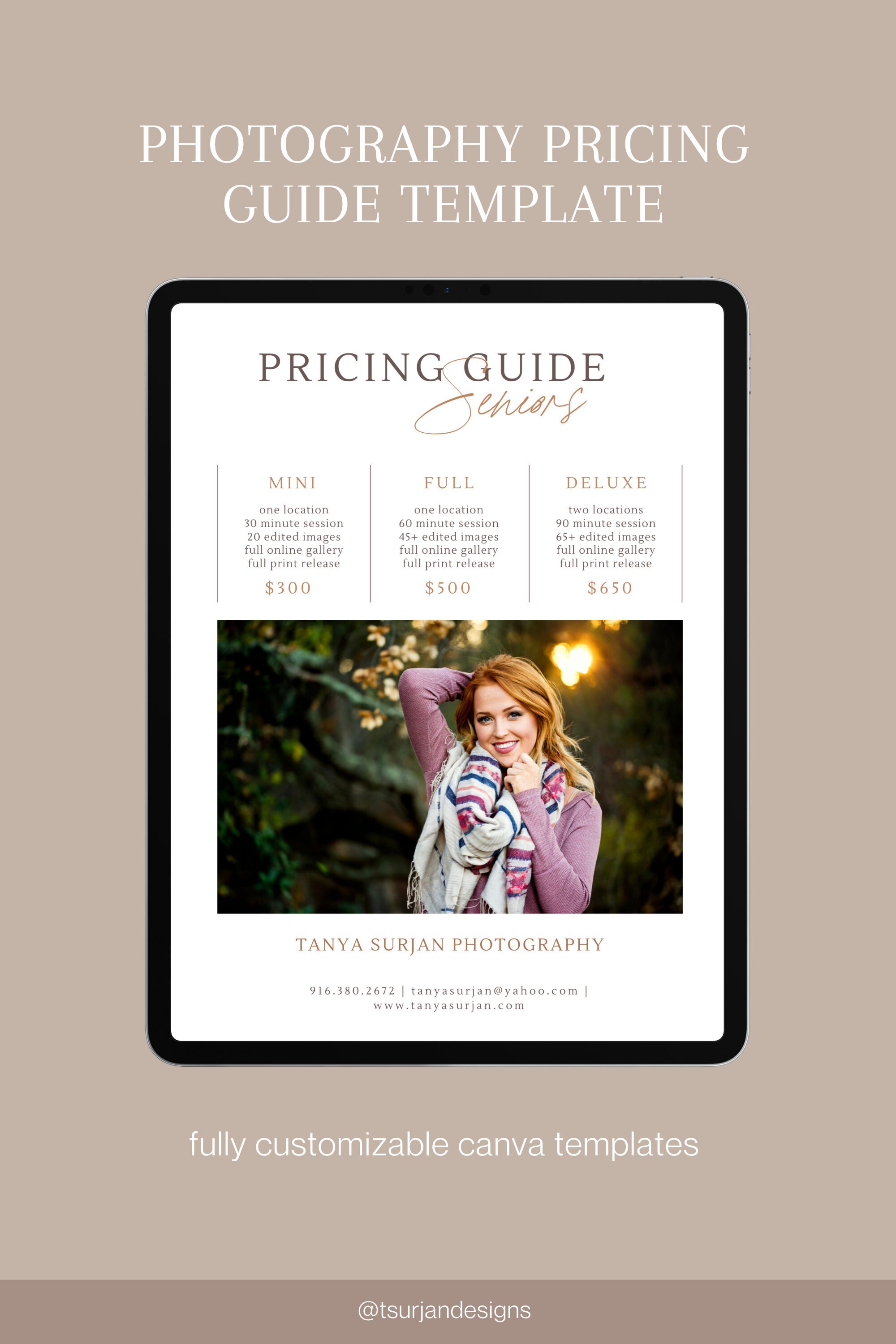 Senior Photography Pricing Template Price List Template Photography ...
