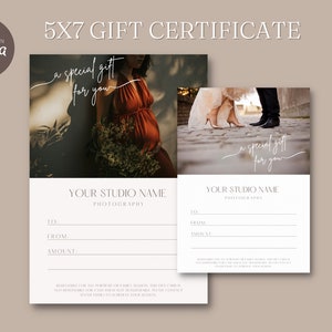 Printable Photography Gift Certificate Template Gift Card for ...