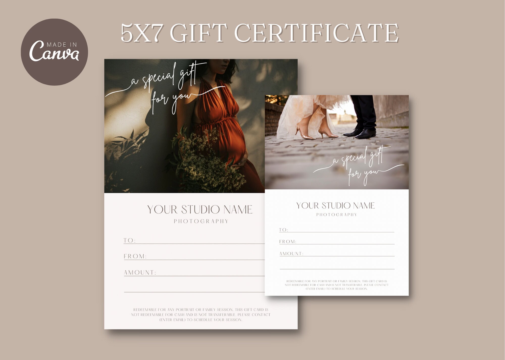 Printable Photography Gift Certificate Template Gift Card for