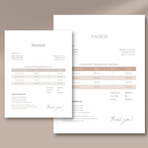 Business Invoice Template für Fotografen Rechnungsseite Fotografie Rechnungsvorlage Marketing Small Business Invoice editierbare Rechnungsform