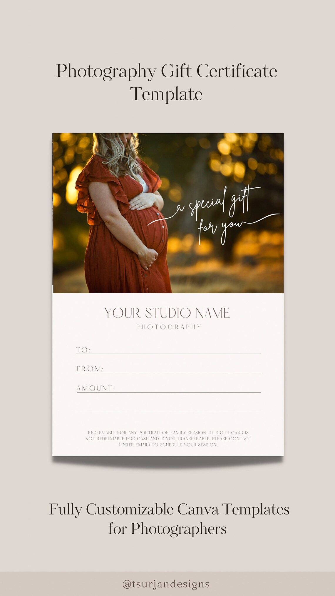 Printable Photography Gift Certificate Template Gift Card for - Etsy