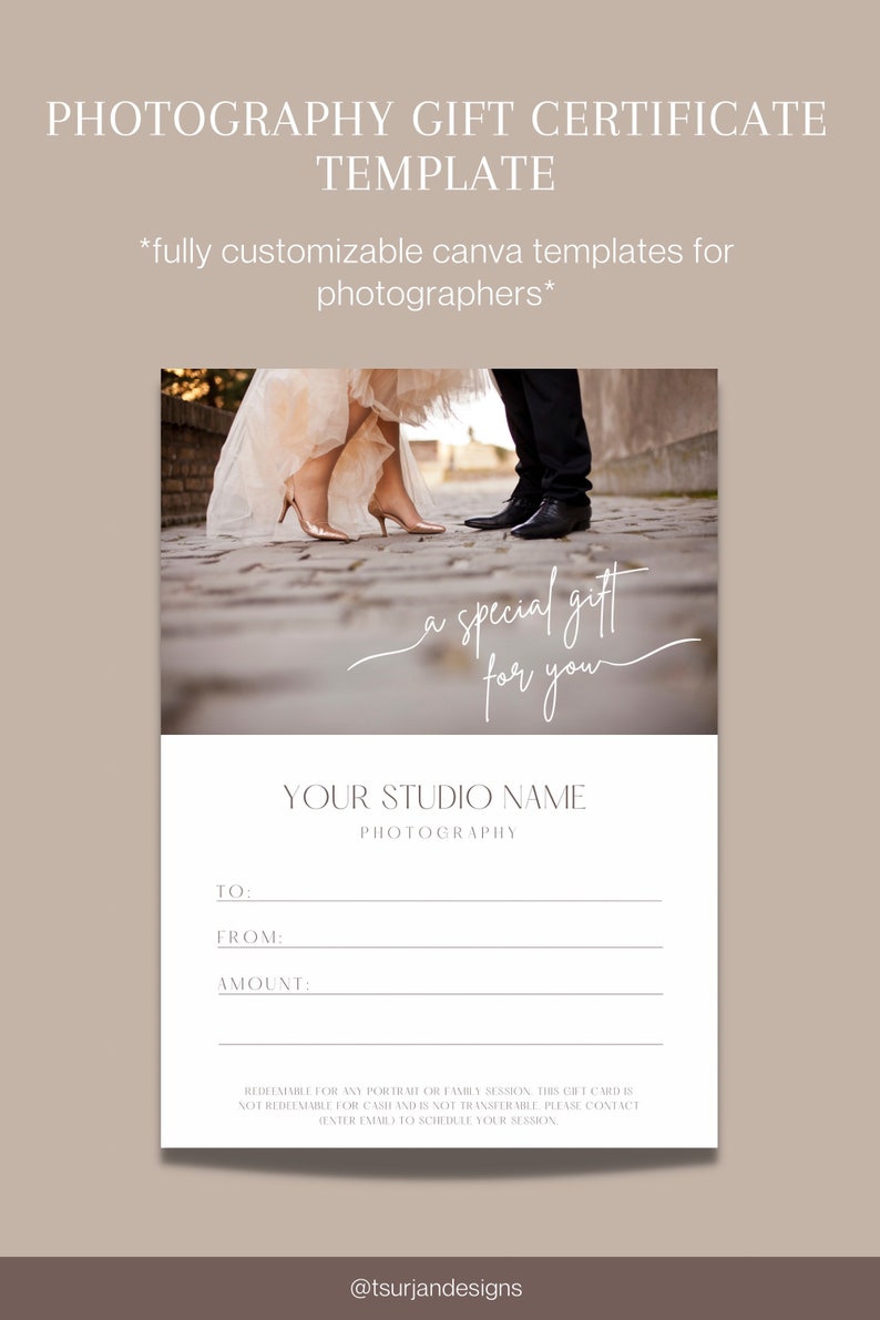 Printable Photography Gift Certificate Template Gift Card for