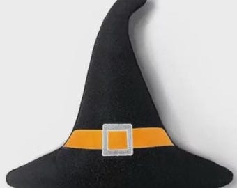 NWT! Glitter Witch Hat Pillow / Target Halloween Decorative Accent Black Orange Silver