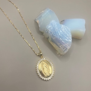 18k Gold Virgencita Necklace ⦿ Virgen de Guadalupe, Religious necklace, Gifts for her