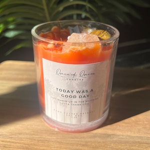 Today Was a Good Day Intention Candle ⦿ Manifestation Candle - New Beginnings Candle - Crystal Candle- Wellness