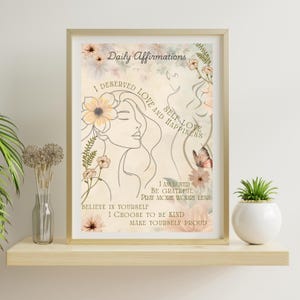 Best Seller Affermazioni quotidiane arte murale, Arte murale stampabile, Poster di affermazione, Stampe vintage, Arredamento per ufficio di terapia, Citazioni motivazionali