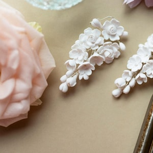 Ivory Garden Drops – Handmade Porcelain Floral Statement Earrings